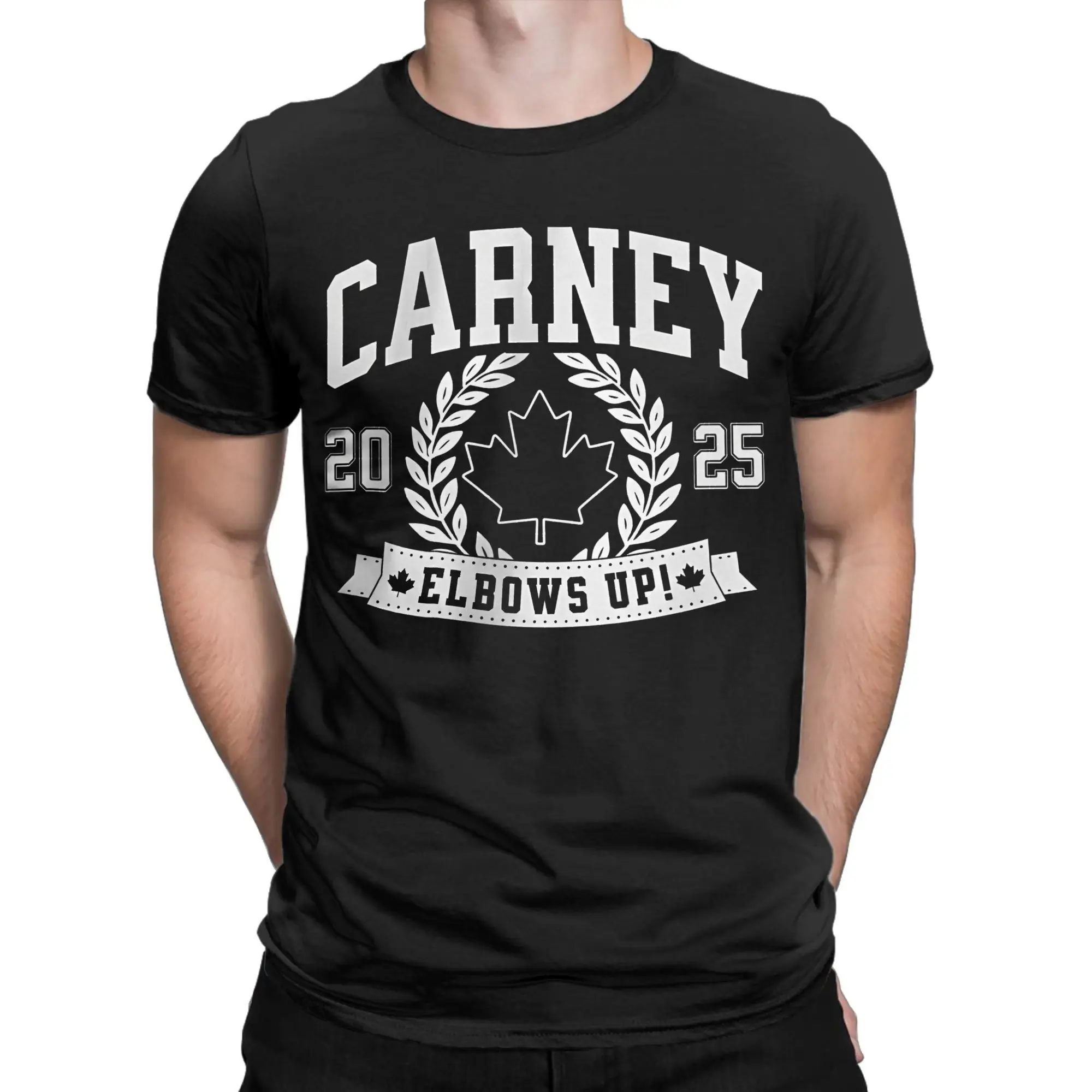 Men's Mark Carney Canada Strong T Shirts Elbows Up Voted Cotton merchandise Novelty Short Sleeve Crew Neck Tee Plus Size T-Shirt