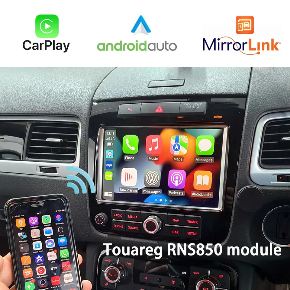 Wireless CarPlay Multimedia Box Android Auto Solutoin Device for Volkswagen Touareg RNS850 Stereo Retrofit Module