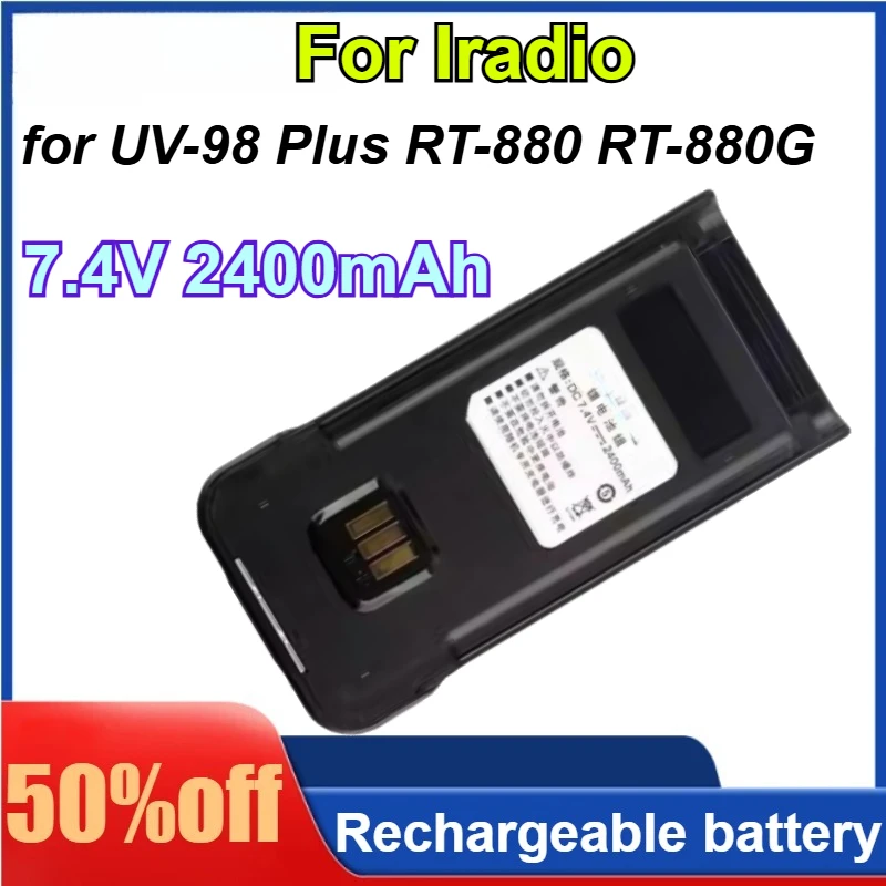 

For Iradio UV-98 Plus RT-880 RT-880G 7.4V 2400mAh Two Way Radio Rechargeable Li-ion Battery Pack