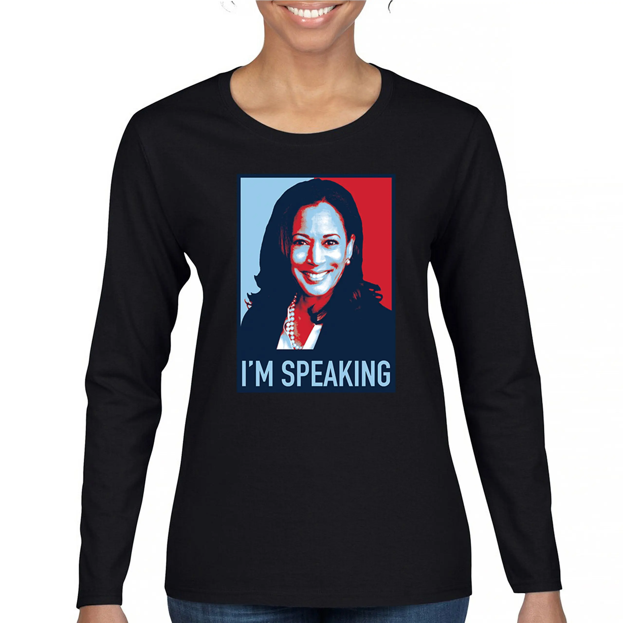 Kamala Harris I'm Speaking 2024 Damen-Langarm-T-Shirt President Vote Blue