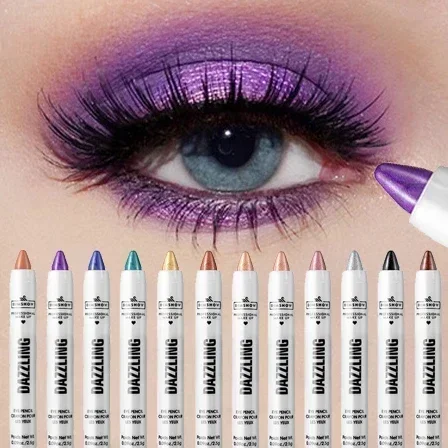 Groothandel 12 Kleuren Parelmoer Oogschaduw Potlood Waterdichte Langdurige Glitter Glinstert Oogschaduw Pen Eyeliner Stok Ogen Make-Up