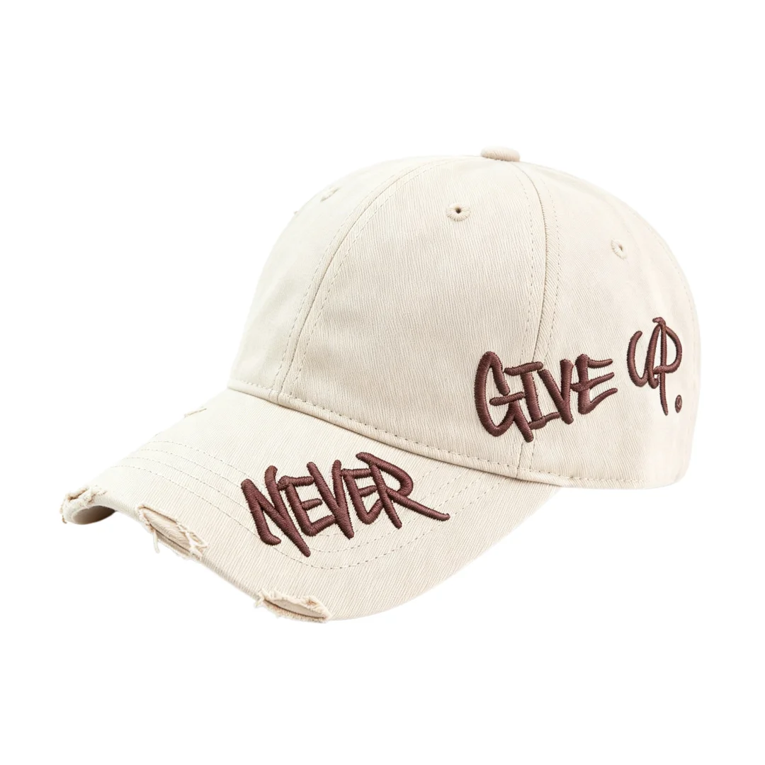 Retro Amerikanische Distressed Baseballkappe mit seitlicher Stickerei und gebogenem Schirm für Outdoor und Streetwear – Detail 4