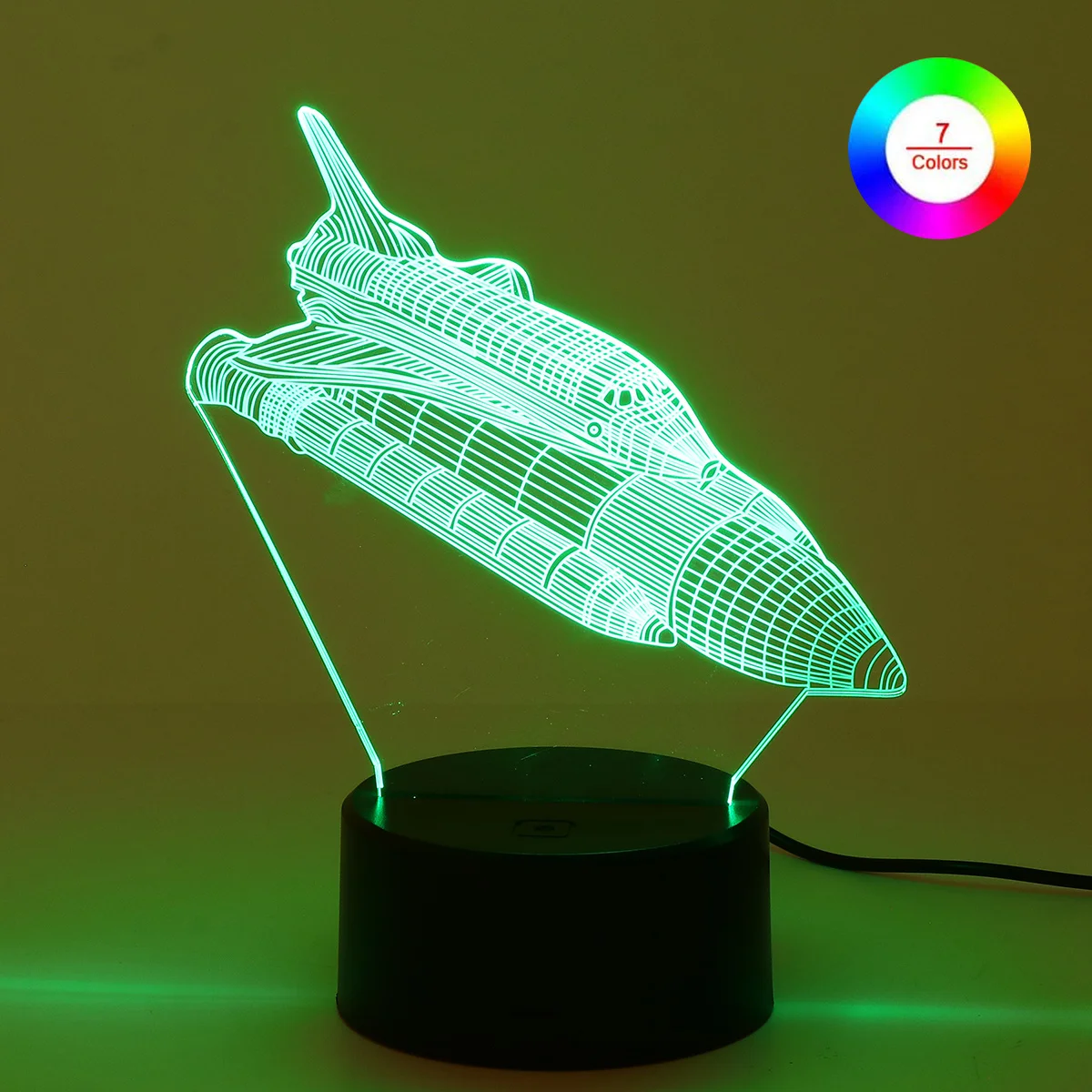 ثلاثية الأبعاد صاروخ الجدول مصباح قاعدة سوداء ملونة LED ضوء الليل التحكم باللمس السرير الديكور حفل زفاف هدية مصباح الليل #1