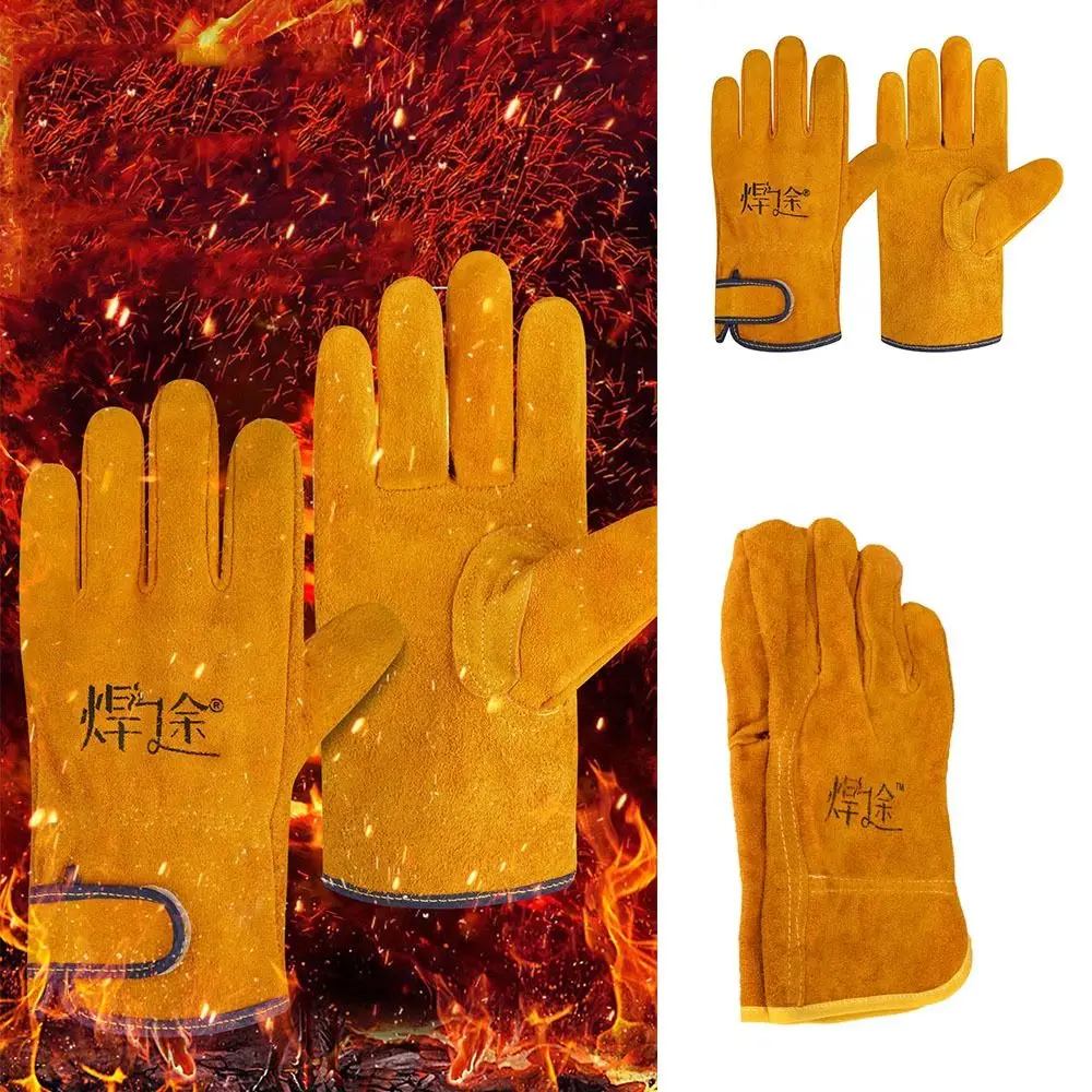 

1Pair Breathable Welding Gloves Cowhide Thickened Labor Protection Gloves Heat-insulating Heat-resistant Welder Gloves