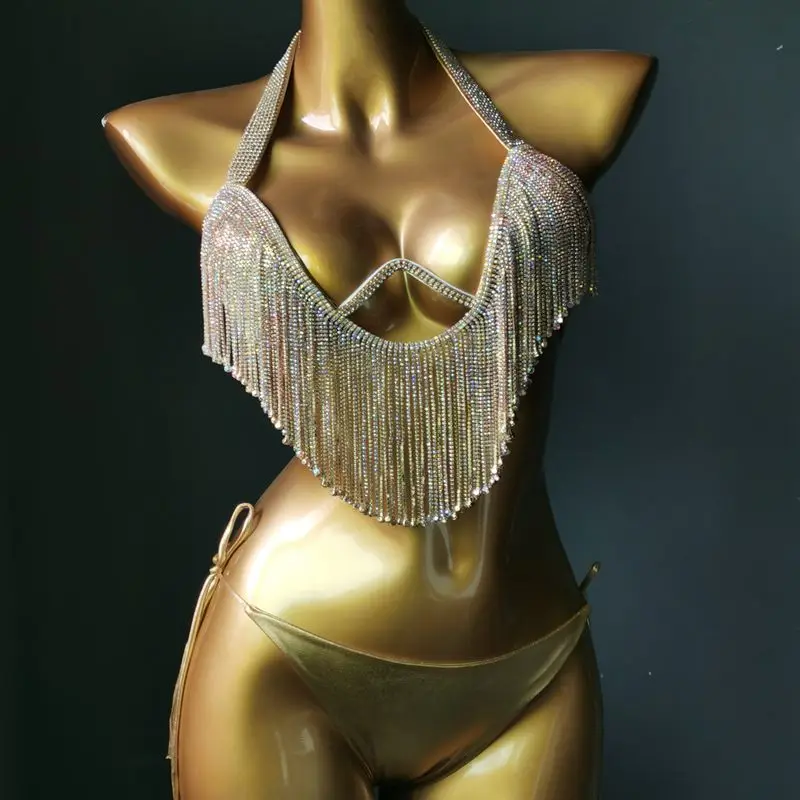 2023 Venus wakacje diamentowe frędzle Bikini Set stroje kąpielowe Rhinestone strój kąpielowy Bling kamienie kryształowy strój kąpielowy bikini