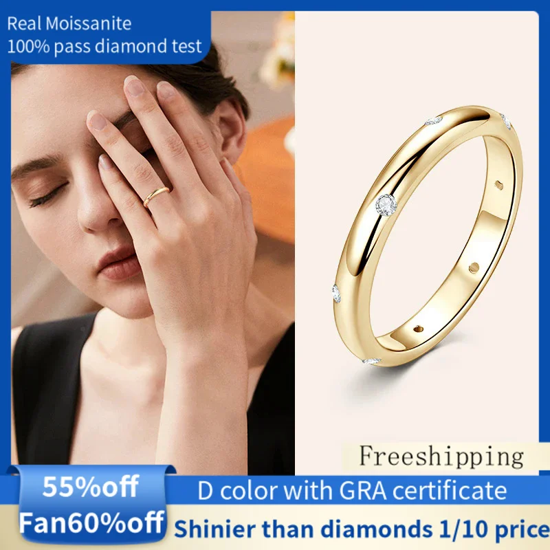 

real Moissanite Starry Diamond Ring Wedding Ring Women's Silver Ring s925 100%Pass the Diamond Test NIKA