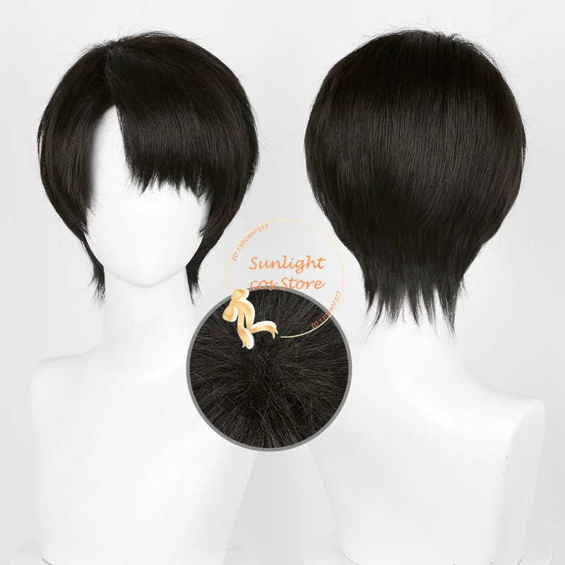 Levi Ackerman Wig 30cm Short Black Hair Levi Cosplay Anime Cosplay Wig Heat Resiatant Synthetic Hair Halloween Wigs