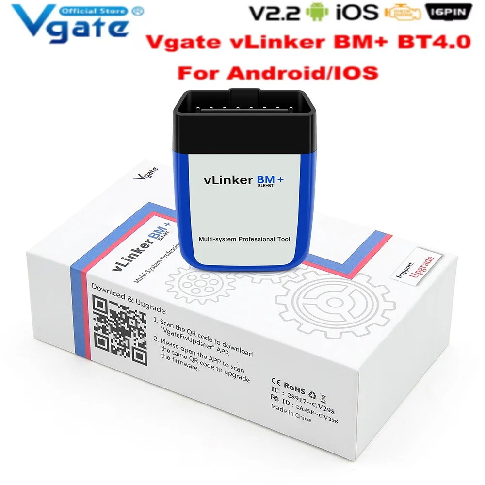 Vgate VLinker BM ELM327 Scanner Bluetooth 4.0 OBD2 OBD 2 Auto-Diagnosegerät für Bimmercode ELM 327 V1.5