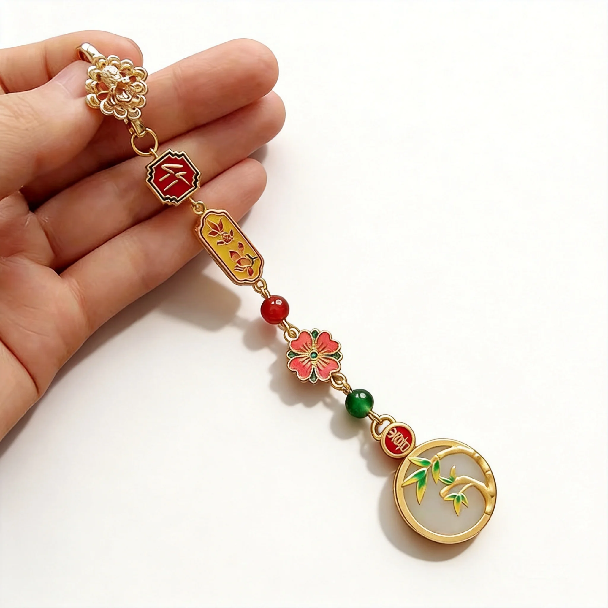 chinese-style-gold-plated-copper-imitation-hetian-jade-bamboo-auspicious-retro-cheongsam-lapel-pendant-enamel-flower-lucky-bless
