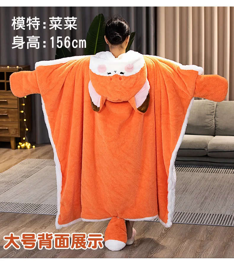 Fox Lovely Plush Soft Cloak Fox Cape Cartoon Cloak Coral Fleece Air Blankets Birthday Valentine Gifts