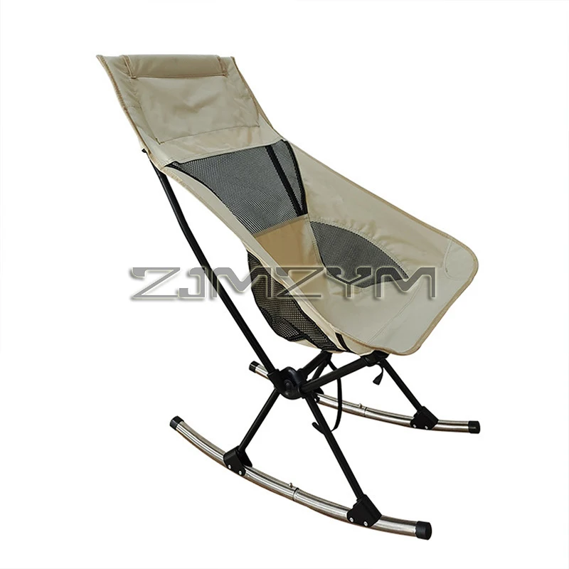 Folding And Heightening Backrest Chair Outdoor Rocking Chair Lunch Break Leisure Moon Reclining Bottom Storage Bag