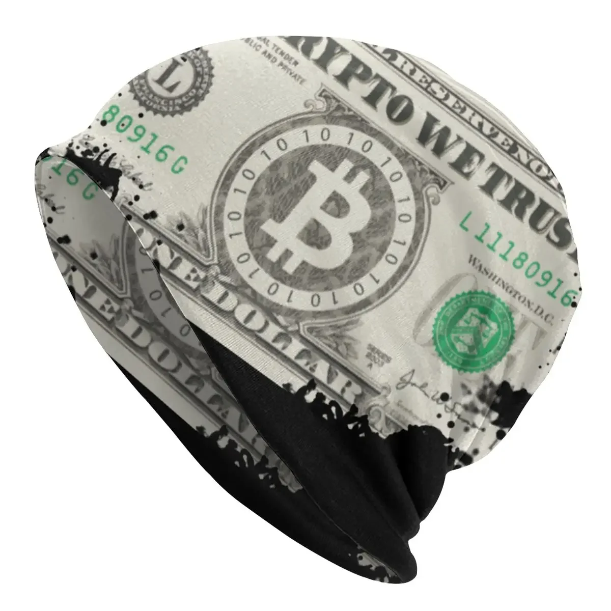 In Crypto We Trust Bitcoin US Dollars Bonnet Hats Knitting Hats Cool Outdoor Skullies Beanies Hat Men's Women's Adult Warm Caps