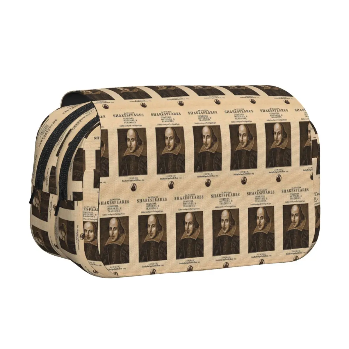 Shakespeare First Folio Front Piece Pencil Cases Pencil Pouch Hard Shell Leather Large Storage Pen Box Pencil Bag School