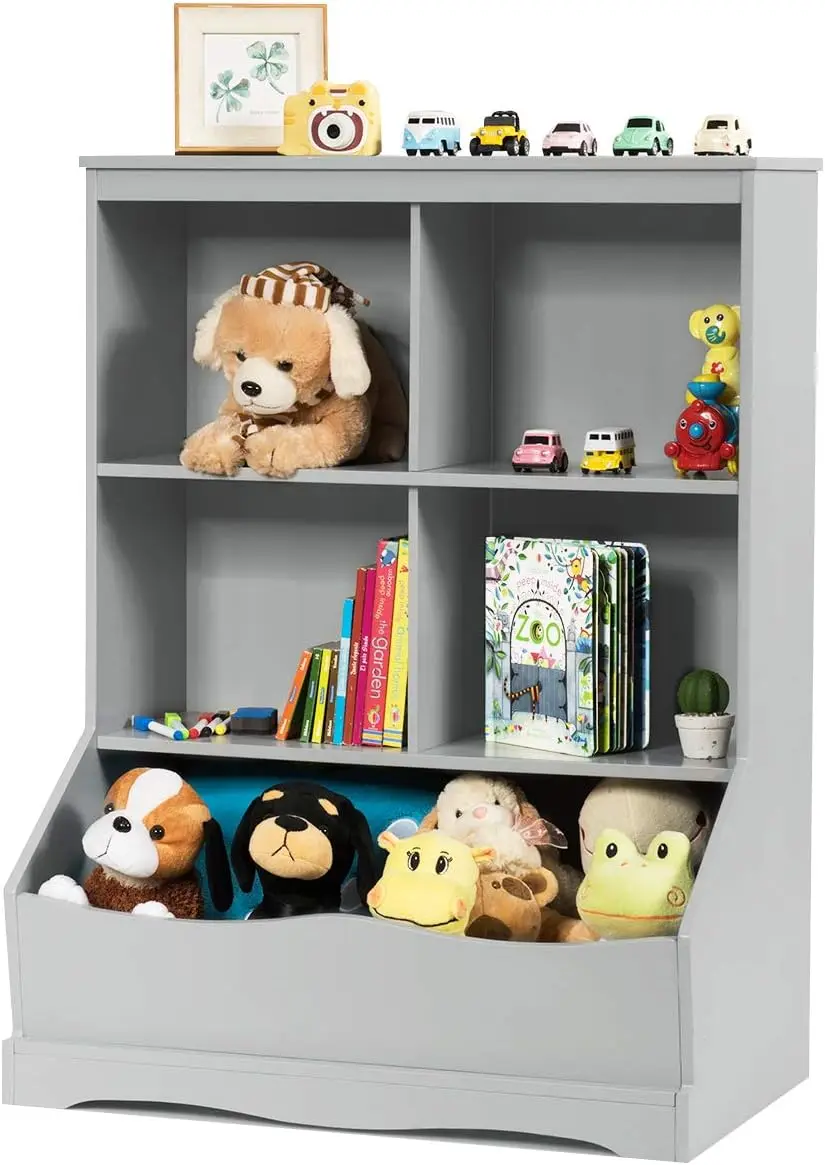 Storage Cabinet, Cubby Toy Organizer, 3 Shelf 4 Cube Units, Storage Bins Cubbies for Kids' Collections, Kids Bookshelf and Bookc