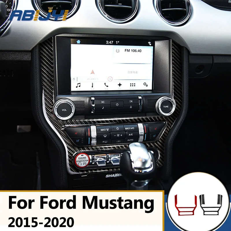 

Carbon Fiber CD Panel Surround Stickers Car Interior Decorative Auto Accessories For Ford Mustang 2015 2016 2017 2018 2019 2020