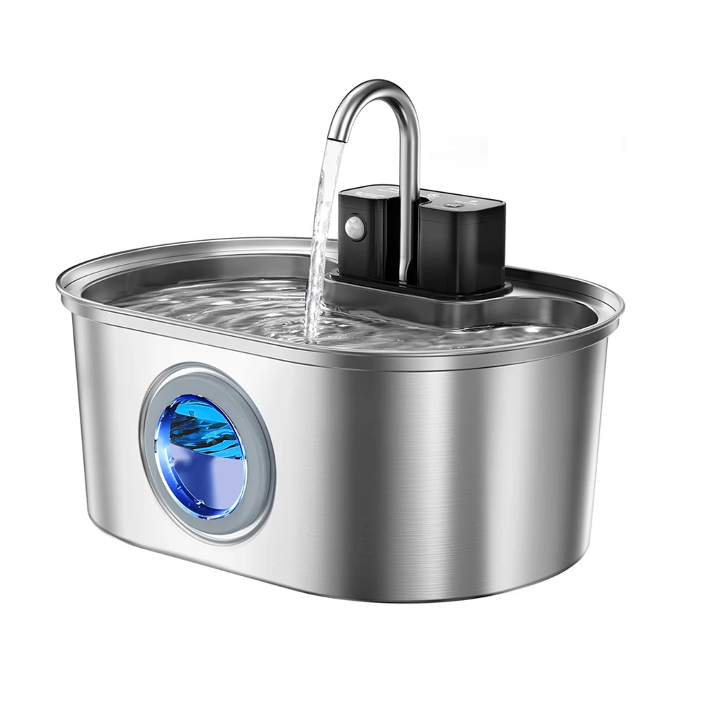 

Автоматический фонтан-поилка для кошек и собак из нержавеющей стали объемом 3,2 л с беспроводной зарядкой и датчиком, диспенсер-миска для воды для домашних животных