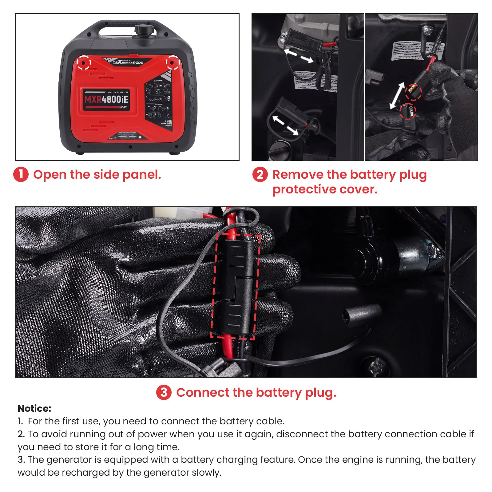 Portable Inverter Generator Powered 3800W Digital Display USB Electric Start