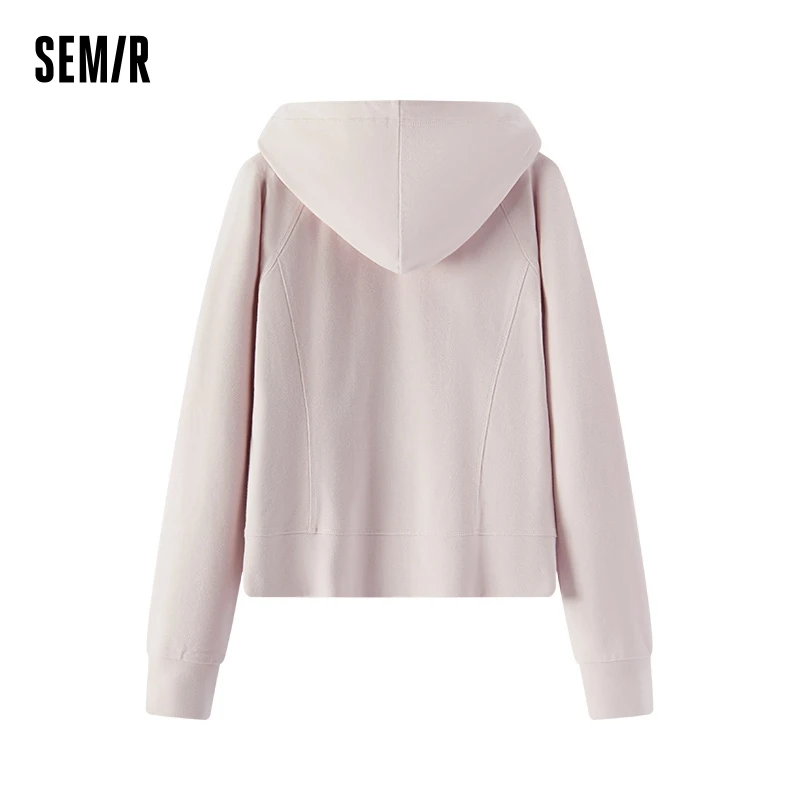 Semir outerwear feminino estilo curto magro bordado moda casual 2025 nova primavera raglan-mangas jaqueta com capuz suave