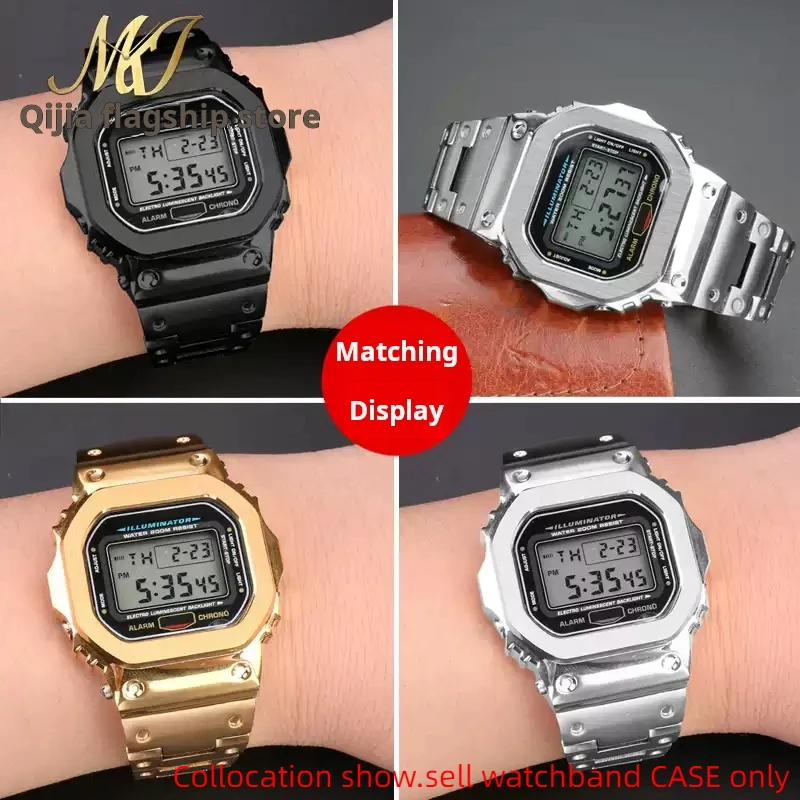 For G-SHOCK Casio Watchband small block DW5600 GW-B5600 GM-5600 Solid stainless steel Watch strap with case metal accessories