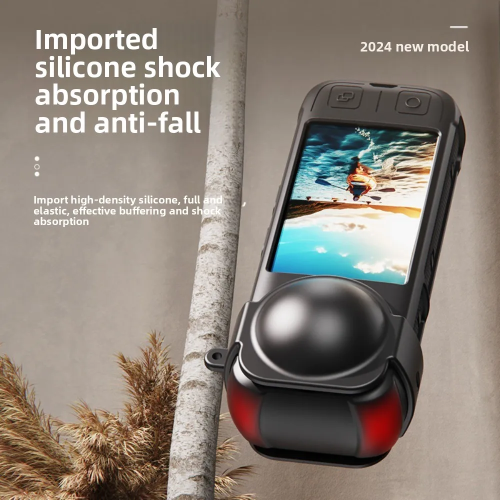 Protective Silicone Case And Anti - Scratch Lens Protector Set For Insta360 X4 Action Camera