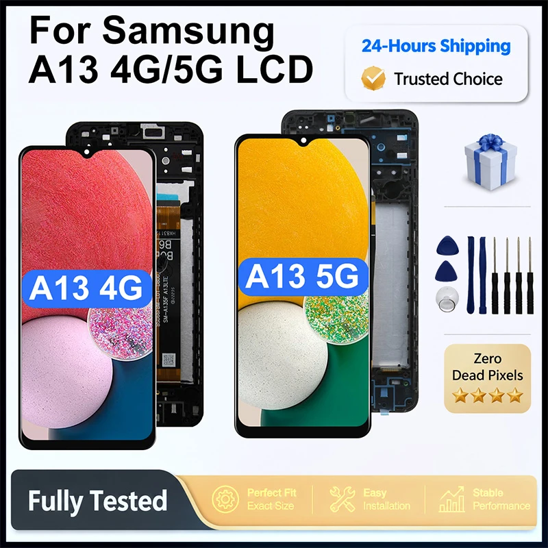 IPS LCD For Samsung Galaxy A13 A135 LCD Display Digital Touch Screen With Frame Assembly For Samsung A13 5G SM-A136B Replacement