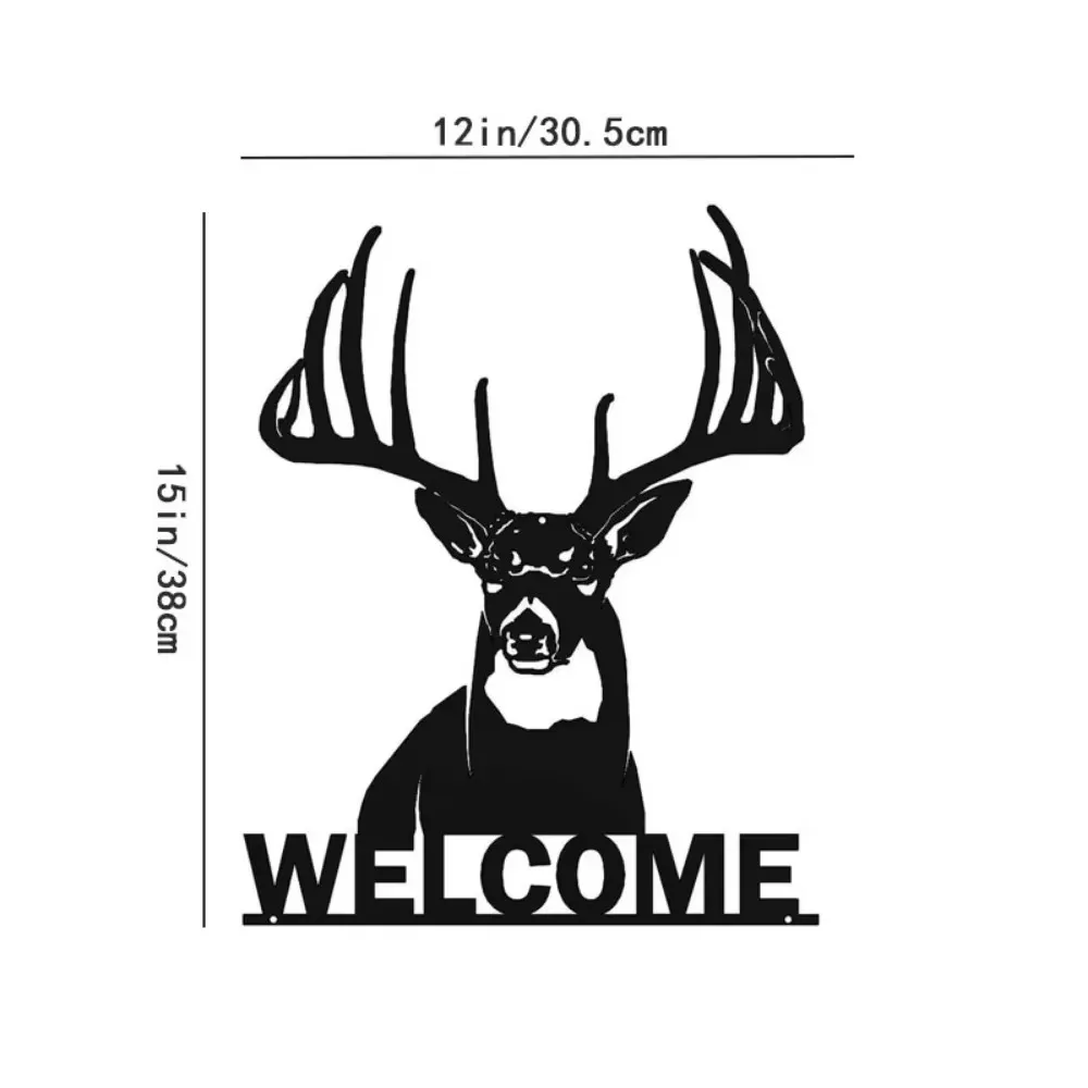 Welcome Whitetail Deer Buck Metal Wall Art Sign Ideal for Home or Cabin Decor, Rustic and Elegant Metal Sign Featuring a Deer