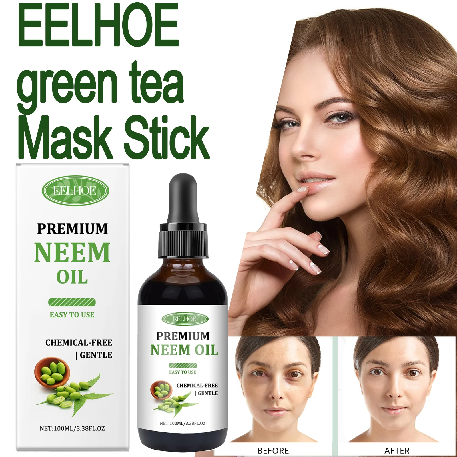 EELHOE Premium Neem Oil Massageöl aktiviert Haarfollikel, stimuliert das Haarwachstum, spendet tief feuchtigkeitsspendend, nährt die Haut, nicht reizend