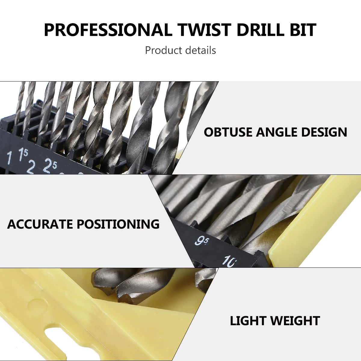 

19pcs High Speed Steel Drill Bit Set For Metal Wood Plastic Drilling Thick Durable Lightweight Straight Shank Tool Parts