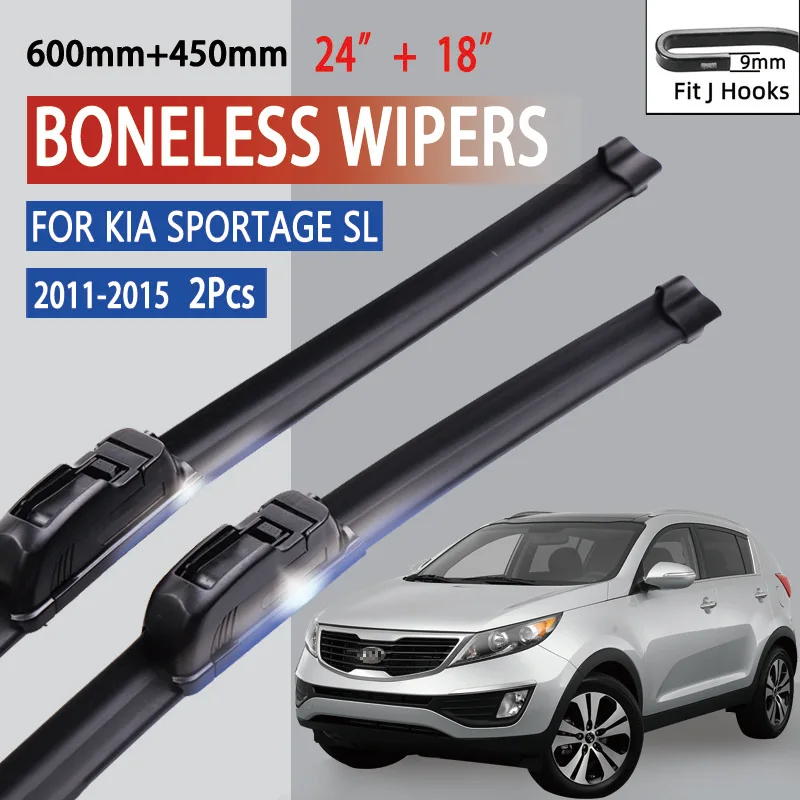 For KIA Sportage SL 2011-2015 Car Front Wiper U-type Soft Rubber Boneless Wiper HD Quiet Durable Automotive Wiper 24\