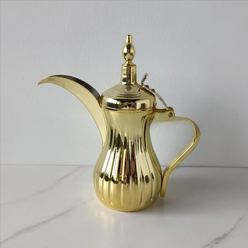 

Stainless steel kettle Middle East gold silver teapot Hawkbill coffee pot three-dimensional striped coffee pot
