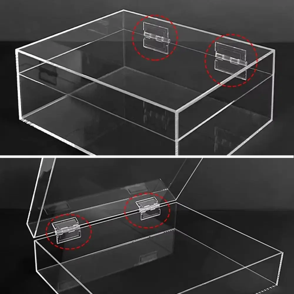 Durable Self-Adhesive Folding Hinge Acrylic DIY Door Hinges Transparent Fixing Hinge for Cabinet Drawer Jewelry Boxes