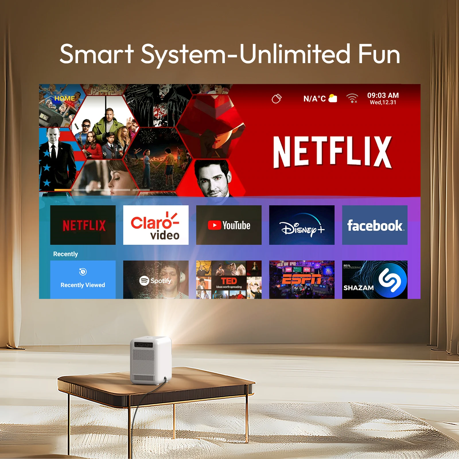 Портативный проектор BYINTEK U4, 4k, проектор для домашнего кинотеатра, Android 9,0, Wi-Fi, Full HD, 1080P,проектор для дома,мини проектор