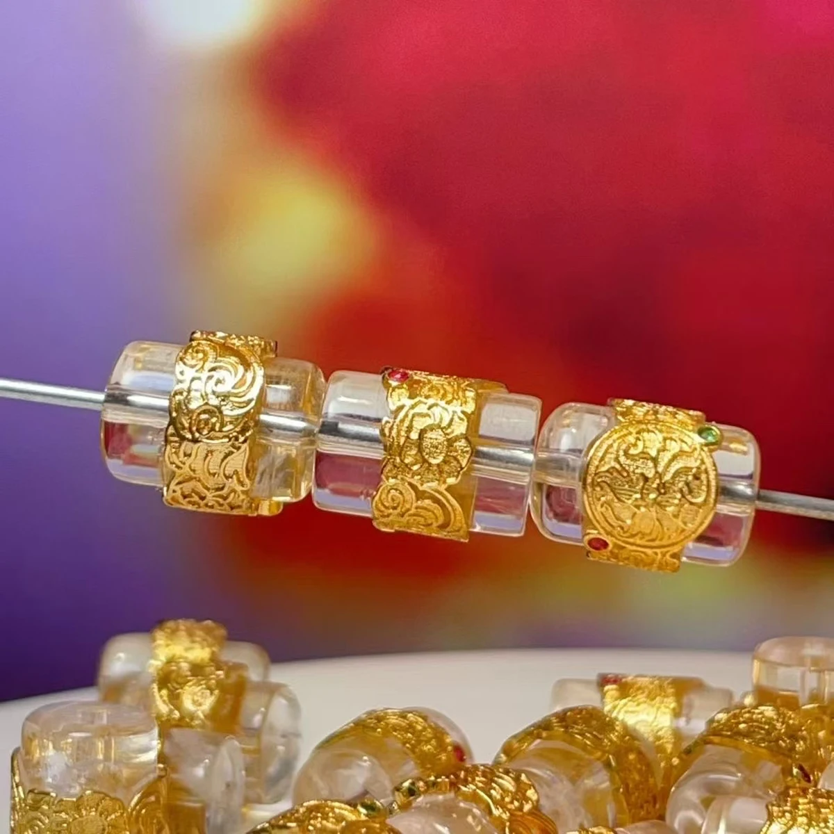 

Exquisite Natural Clear Quartz Beads Cylindrical Plate Golden Loose Spacer Beads for Jewelry Making DIY Necklace Bracelet 5pcs