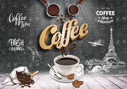 Custom Size mural coffee bean chalkboard Coffee shop tooling Background Mural decoration Photo Coffee 3d wallpaper