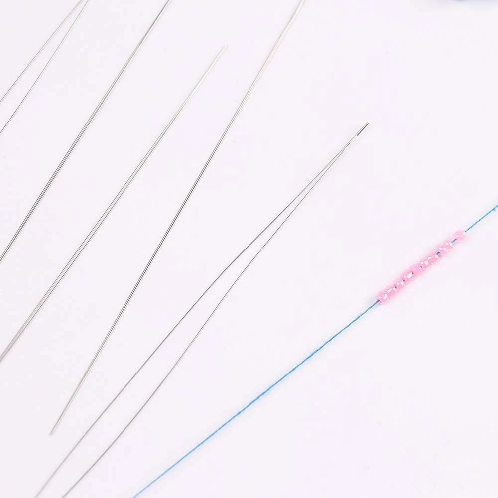 6PCS Beading Needles Long Straight Beading Embroidery Needles with Needle Bottle & 3Pcs Bead Needle Threader for Jewelry Making