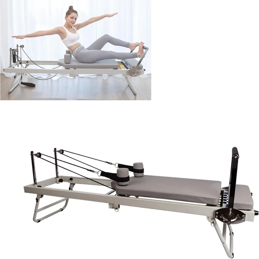 

Foldable Pilates Machine, Adjustable Intensity Pilates Bed,Multifunctional Pilates Reformer,Exercise Yoga Equipment