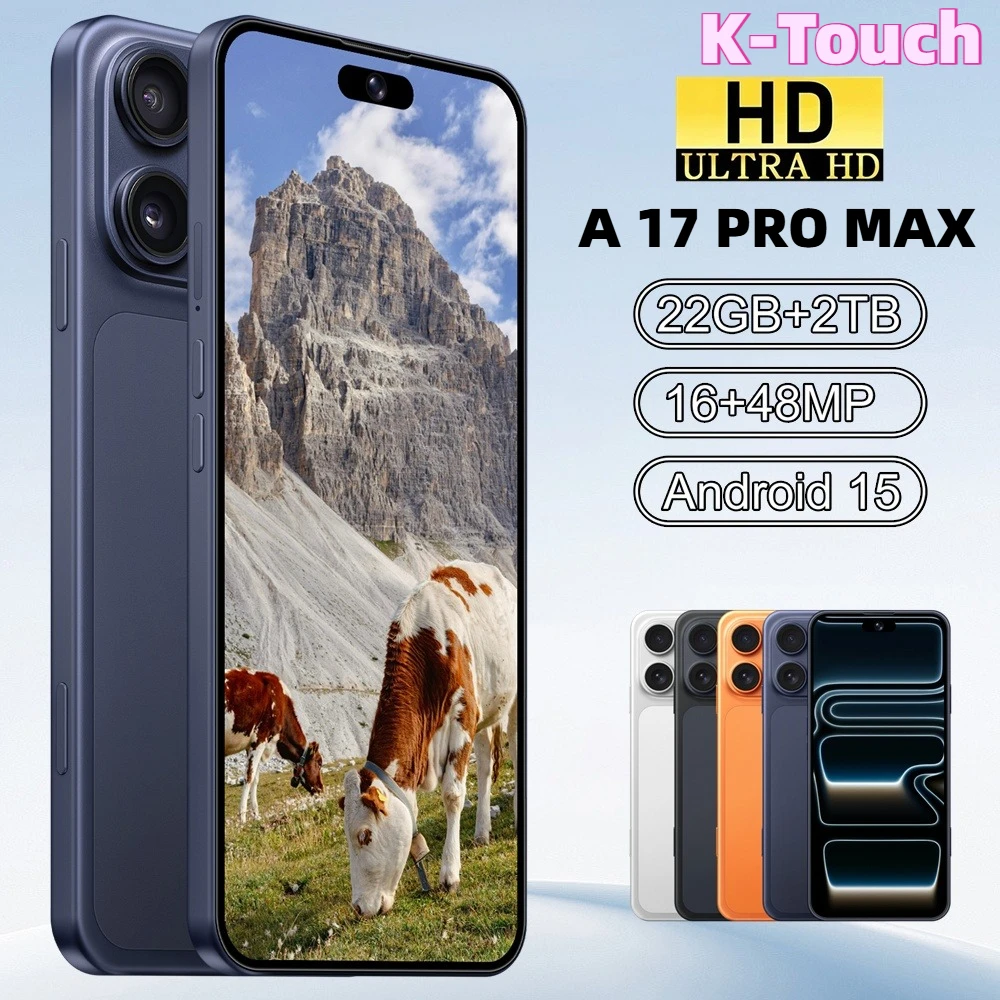 K-Touch Hot Smartphone A17 Pro Max Handy Android 5G 7,3HD 22G+2TB Mobiltelefone 16+48MP Dual-SIM 7800mAh Entsperrt Globale Version