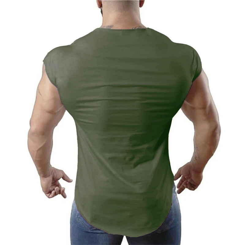 Camiseta sin mangas de algodón para hombre, chaleco transpirable sin mangas para gimnasio, culturismo y Fitness, Camiseta ajustada de 0 cuello