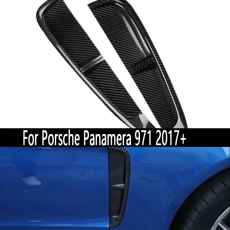 

For Porsche Panamera 971 2017+ Carbon Fiber 2PC Set Auto Fender Side Air Vent Side wind knife Outlet Cover Upgrade body kit