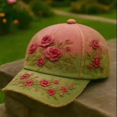 2026 Neue Damen Casual Retro Blumenmütze, Modische Rosa Vintage Blumen-Baseballkappe Outdoor Sonnenschutzmütze