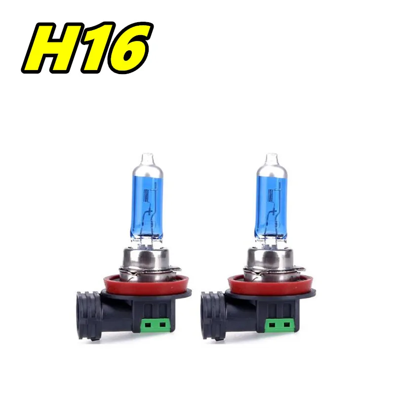 2Pcs H16 12V19W Super White Car Headlight 6000K Auto Halogen Bulbs Blue Quartz Glass Fog Lamp High Intensity Lighting