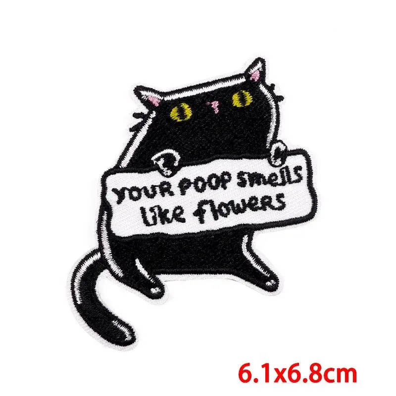 50Pcs Bulk Embroidered Patch Iron On Patches for Clothing Cat Clothes Stickers Sewing Thermal Adhesive Applique Fusible