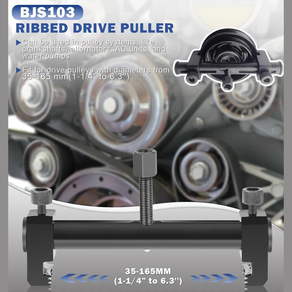 

Universal Ribbed Drive Pulley Crankshaft Remover Tool for A/C Unit Water Pumps Automotive, Adjustable Timing Puller