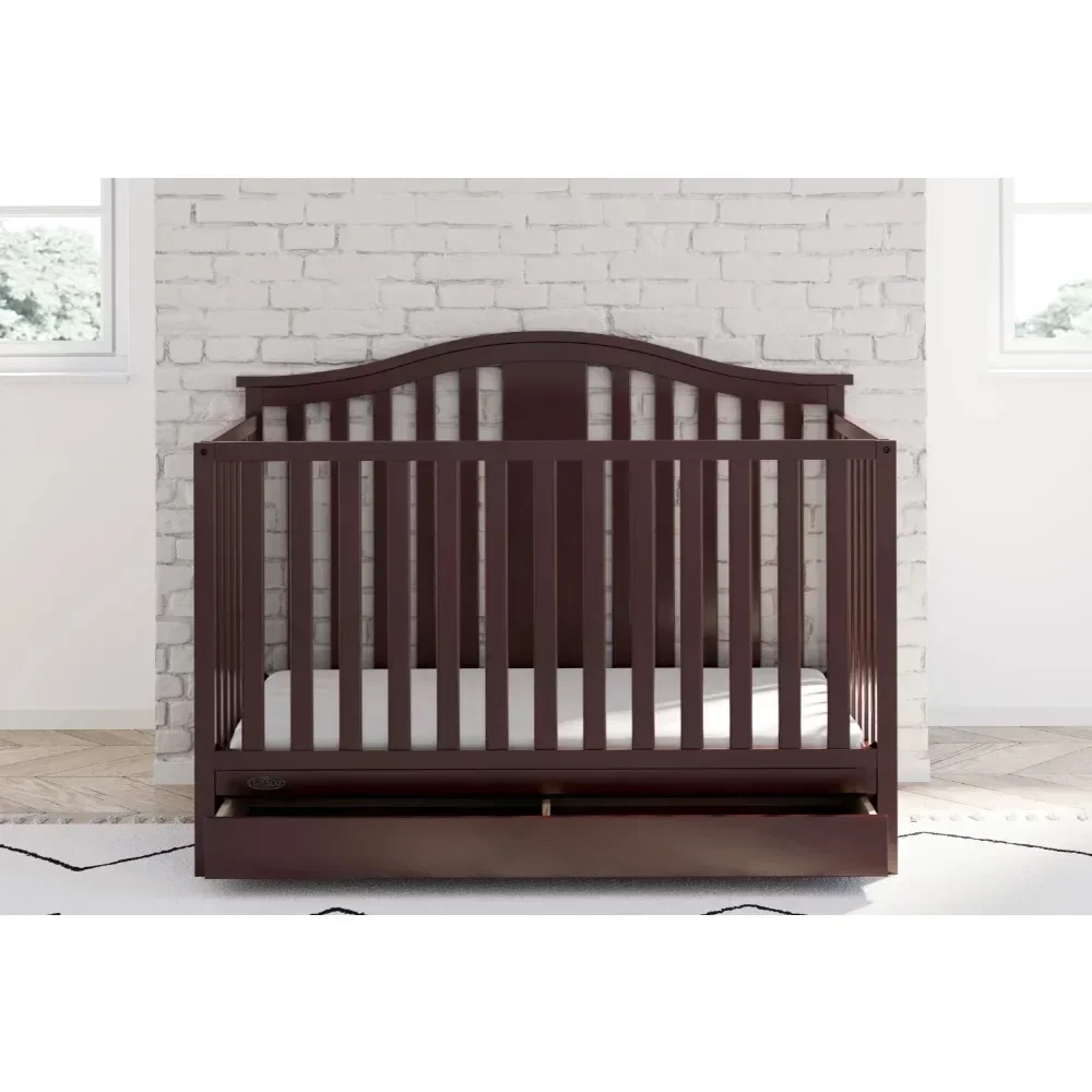 Graco Solano 5-in-1 Convertible Baby Crib with Drawer, Espresso