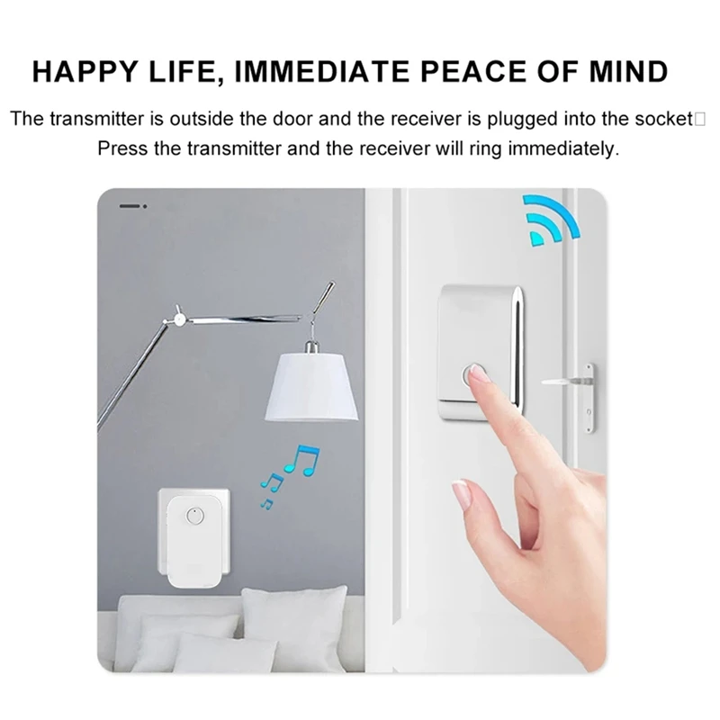 433 Mhz Self-Generating Wireless Doorbell 38 Ringtones Dingdong Doorbell Elderly Pager For Smart Home