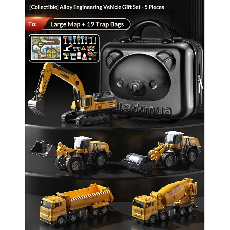 Yuezhixing Alloy Engineering Truck Set Excavator Crane Bulldozer Cement Mixer Dump Truck Road Roller Inertia Alloy Toy For Home