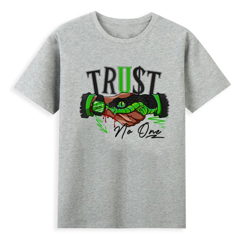 Trust No One,Shake hands and prepare press the T-shirt Men's t-shirt Fashion High Quality t-shirt Summer Men's Short Sleeve Top