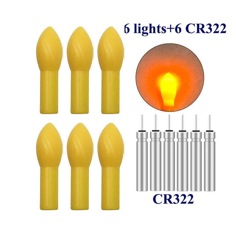 6PCS Electric Ocean Light Sticks+6CR322 Electronic Light Stick Ocean Light Stick Rod Luminous Light Stick Tackle Accessories