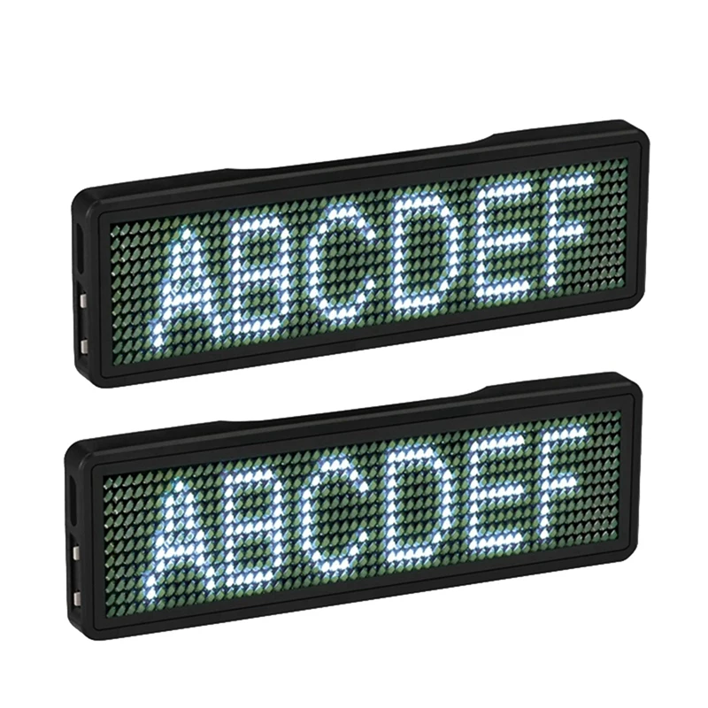 2X Bluetooth LED Name Badge Rechargeable Light Sign DIY Programmable Scrolling Message Board Display LED,Type 5