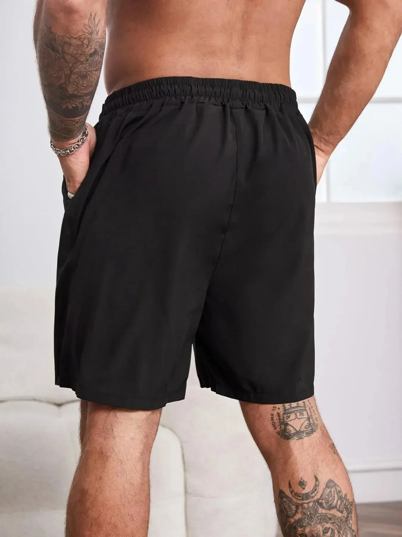 Summer 100 Cotton Shorts Number Print Men\'s Thin Casual Loose Large sports Shorts